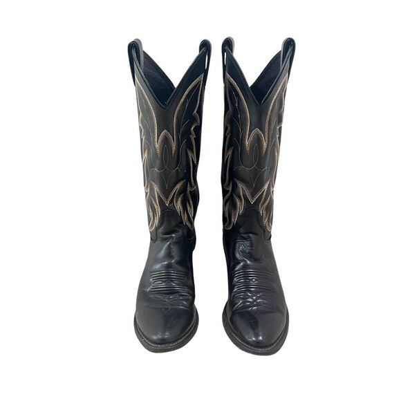 Justin Men’s Royal Classic 1419 Black Leather Western Cowboy Boots Size 8B - Picture 1 of 11